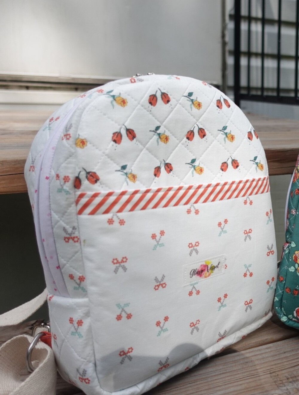 Minki Kim Sunsetridge White Floral Quilted Backpack